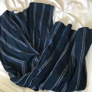 Navy dress with white stripes